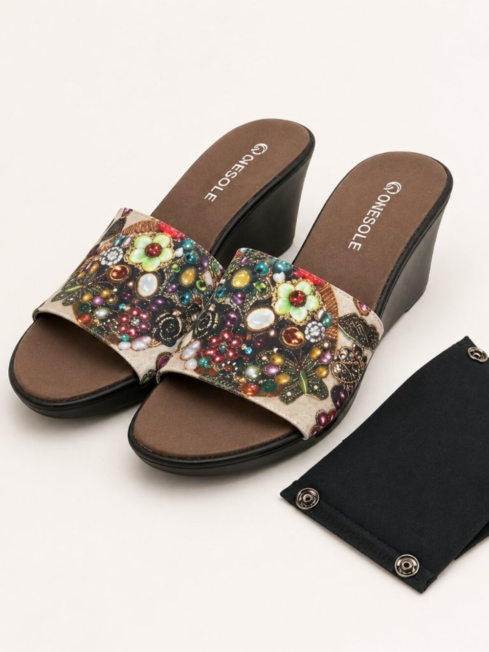 NWT OneSole Interchangeable Wedge Sandals With 2 Topper Sets Size 9